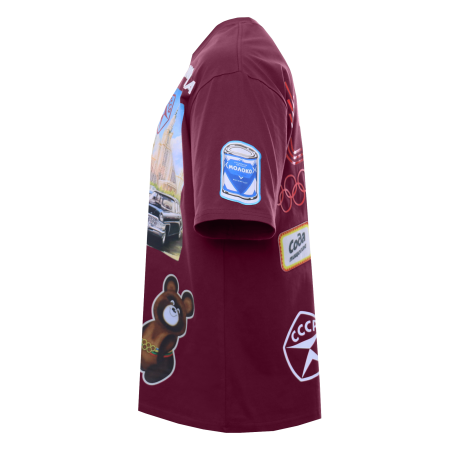 Бордовая футболка СССР оверсайз кроя из 100% хлопка, 240 гр/м2, оптом | Мерч, униформа и текстиль для бизнеса  photo-3