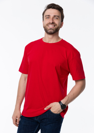 Красная футболка арт. 02 прямого кроя из 100% хлопка, 160 гр/м2, оптом | Мерч, униформа и текстиль для бизнеса  photo-11