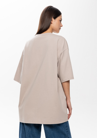 Песочно бежевая футболка арт. 56 оверсайз кроя из 100% хлопка, 240 гр/м2, оптом | Мерч, униформа и текстиль для бизнеса  photo-17