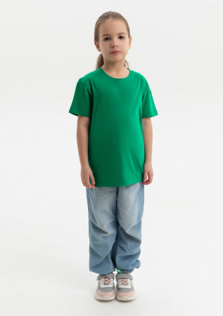 Зелёная детская футболка арт. 06U оверсайз кроя из 100% хлопка, 140 гр/м2, оптом | Мерч, униформа и текстиль для бизнеса photo-3