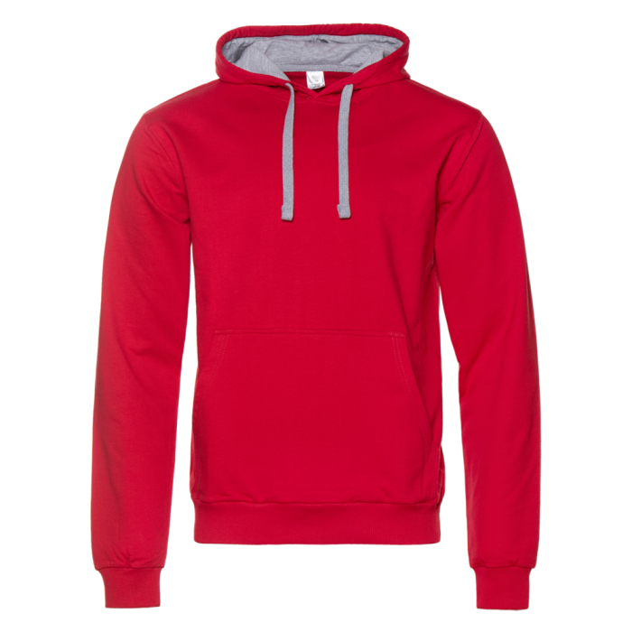 Красное худи арт. 23 с контрастным капюшоном, футер без начеса 100% хлопок, 260 гр/м2 | Мерч, униформа и текстиль для бизнеса фото-0