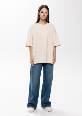 Молочная футболка арт. 40 оверсайз кроя, состав 65% хлопок 35% полиэстер, 260 гр/м2, оптом| Мерч, униформа и текстиль для бизнеса   photo-4