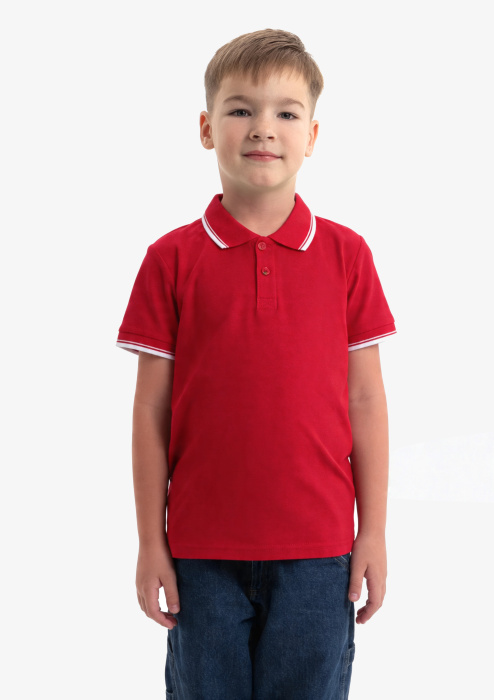 Детская красная рубашка поло арт. 04TJ, 80% хлопок, 20% полиэстер, 185 гр/м2, оптом | Мерч, униформа и текстиль для бизнеса  фото-3