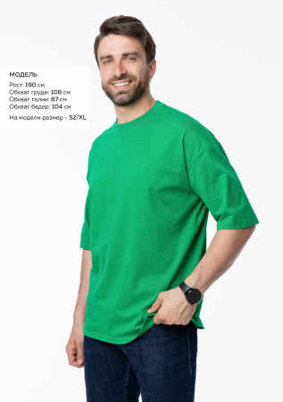 Зелёная футболка арт. 39 оверсайз кроя, из 100% хлопка, 140 гр/м2, оптом | Мерч, униформа и текстиль для бизнеса   photo-1