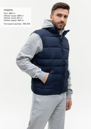 Темно-синий однотонный утепленный жилет арт. 82, 100% нейлон, оптом | Мерч, униформа и текстиль для бизнеса photo-2