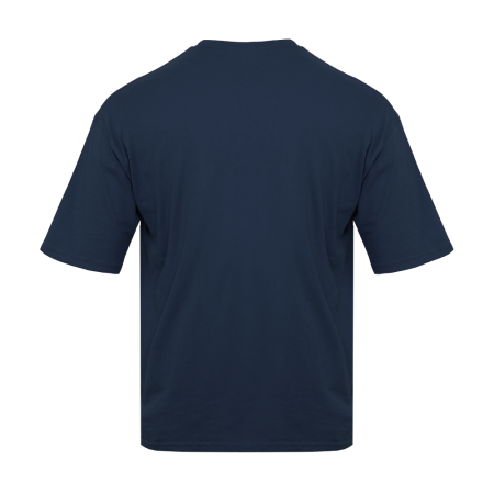 Тёмно-синяя футболка арт. 39 оверсайз кроя, из 100% хлопка, 140 гр/м2, оптом | Мерч, униформа и текстиль для бизнеса   photo-3