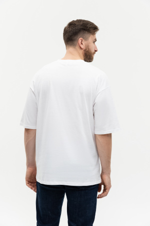 Белая футболка арт. 39 оверсайз кроя, из 100% хлопка, 140 гр/м2, оптом | Мерч, униформа и текстиль для бизнеса   photo-7