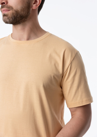 Бежевая футболка арт. 02 прямого кроя из 100% хлопка, 160 гр/м2, оптом | Мерч, униформа и текстиль для бизнеса  photo-10