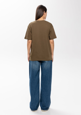 Футболка арт. 02 цвета хаки прямого кроя из 100% хлопка, 160 гр/м2, оптом | Мерч, униформа и текстиль для бизнеса  photo-5