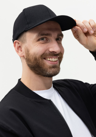 Черная бейсболка арт. 06, 6 клиньев из 100% хлопка, 330 гр/м2, оптом | Мерч, униформа и текстиль для бизнеса  photo-6