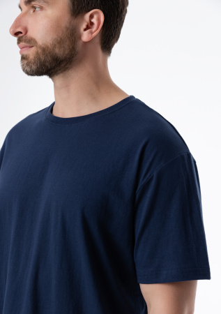 Тёмно-синяя футболка арт. 02 прямого кроя из 100% хлопка, 160 гр/м2, оптом | Мерч, униформа и текстиль для бизнеса  photo-5
