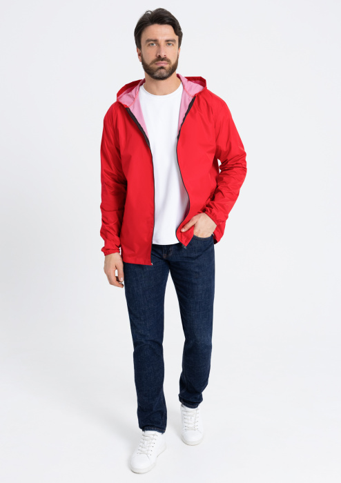 Красная однотонная ветровка арт. 59, 100% полиэстер, Dewspo 210T – оптом | Мерч, униформа и текстиль для бизнеса фото-3