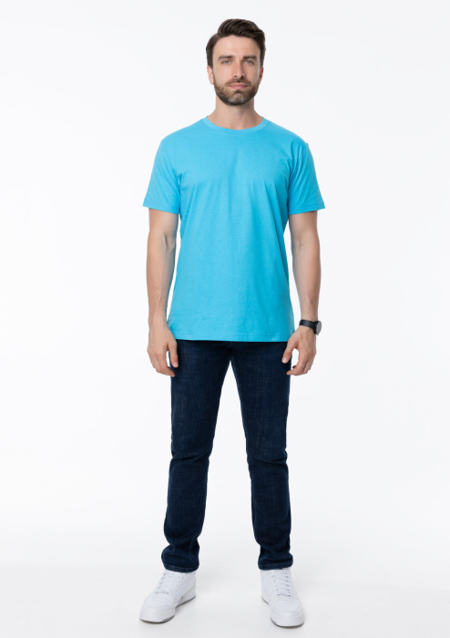Бирюзовая футболка арт. 51 прямого кроя из 100% хлопка, 150 гр/м2, оптом | Мерч, униформа и текстиль для бизнеса  фото-4