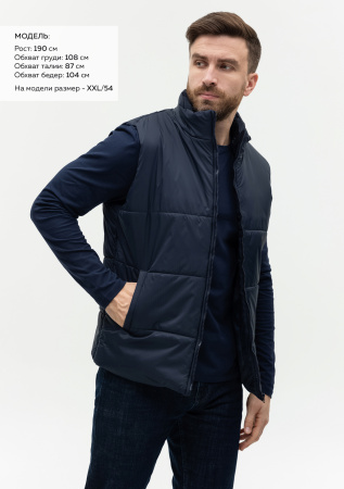 Темно-синий однотонный утепленный жилет арт. 84, 100% нейлон, оптом | Мерч, униформа и текстиль для бизнеса photo-2