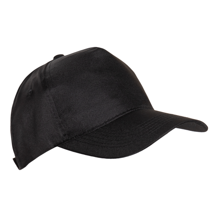 Черная бейсболка арт. 10P, 5 клиньев из 100% полиэстера, 150 гр/м2 – оптом фото-0