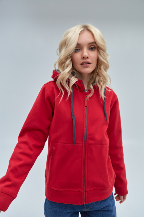 Толстовка женская STAN  с капюшоном на молнии сэндвич 320, 19, Красный (14) фото-3