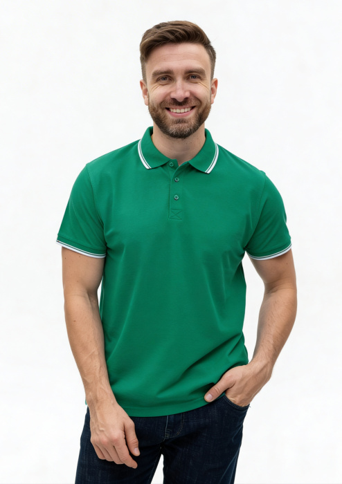 Рубашка поло унисекс STAN с окантовкой хлопок/полиэстер 185, 04T, Зелёный (30) | Мерч, униформа и текстиль для бизнеса фото-3