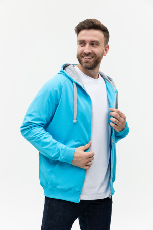 Толстовка мужская STAN с капюшоном на молнии футер без начёса 260, 61, Бирюзовый (32) | Мерч, униформа и текстиль для бизнеса photo-7