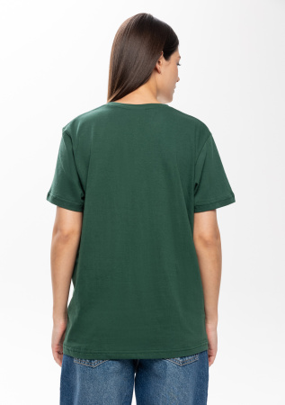 Тёмно-зелёная футболка арт. 02 прямого кроя из 100% хлопка, 160 гр/м2, оптом | Мерч, униформа и текстиль для бизнеса  photo-8