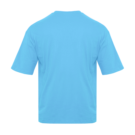 Голубая футболка арт. 39 оверсайз кроя, из 100% хлопка, 140 гр/м2, оптом | Мерч, униформа и текстиль для бизнеса   photo-3