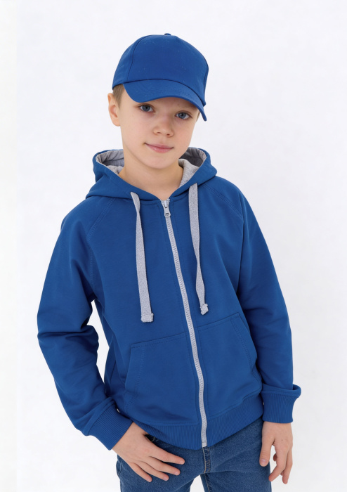 Детская синяя толстовка STAN арт. 61J, футер без начеса, 92% хлопок 8% эластан, 260 гр/м2 — оптом | Мерч, униформа и текстиль для бизнеса фото-3