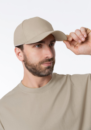 Бежевая бейсболка арт. 12, 5 клиньев из 100% хлопка, 260 гр/м2, оптом | Мерч, униформа и текстиль для бизнеса  photo-5
