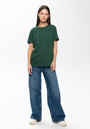 Тёмно-зелёная футболка арт. 02 прямого кроя из 100% хлопка, 160 гр/м2, оптом | Мерч, униформа и текстиль для бизнеса  photo-5