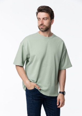 Светло-зеленая футболка арт. 40 оверсайз кроя, состав 65% хлопок 35% полиэстер, 260 гр/м2, оптом| Мерч, униформа и текстиль для бизнеса photo-4