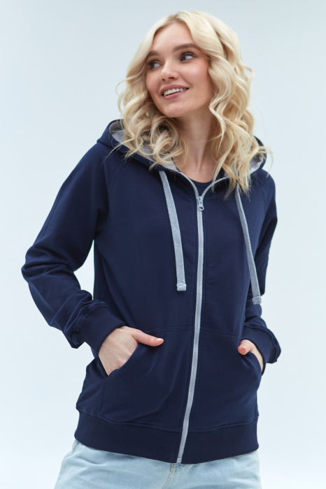 Женская темно-синяя толстовка STAN арт. 61W, футер без начеса, 92% хлопок 8% эластан, 260 гр/м2 | Мерч, униформа и текстиль для бизнеса фото-3