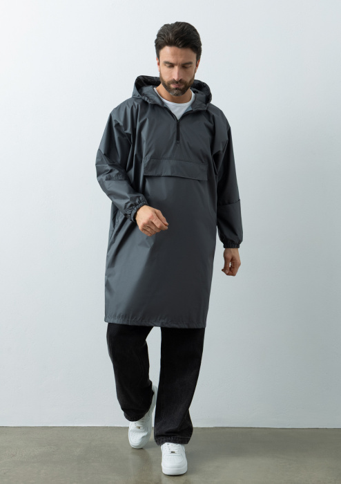 Серый однотонный дождевик пончо арт. 61, 100% полиэстер с водоотталкивающей пропиткой, оптом | Мерч, униформа и текстиль для бизнеса фото-3