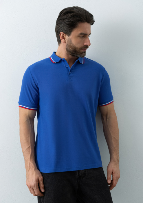 Рубашка поло унисекс STAN триколор  хлопок/полиэстер 185, 04R, Синий (16) | Мерч, униформа и текстиль для бизнеса фото-4