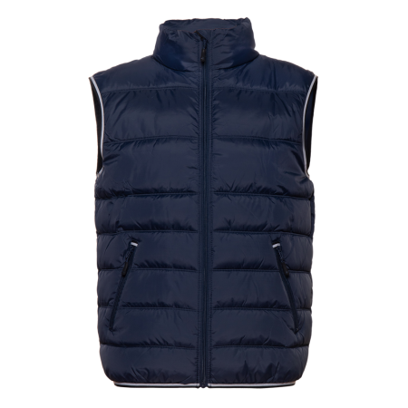 Темно-синий однотонный утепленный жилет арт. 82 с контрастным кантом, 100% нейлон, оптом | Мерч, униформа и текстиль для бизнеса photo-0