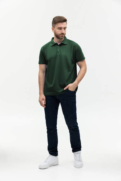 Темно-зеленая рубашка поло арт. 04, 65% хлопок, 35% полиэстер, 185 гр/м2, оптом | Мерч, униформа и текстиль для бизнеса  фото-4