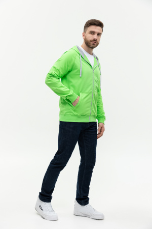 Толстовка мужская STAN с капюшоном на молнии футер без начёса 260, 61, Ярко-зелёный (26)  | Мерч, униформа и текстиль для бизнеса photo-5