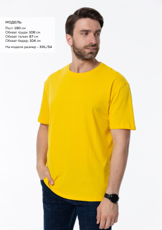 Жёлтая футболка арт. 02 прямого кроя из 100% хлопка, 160 гр/м2, оптом | Мерч, униформа и текстиль для бизнеса photo-1