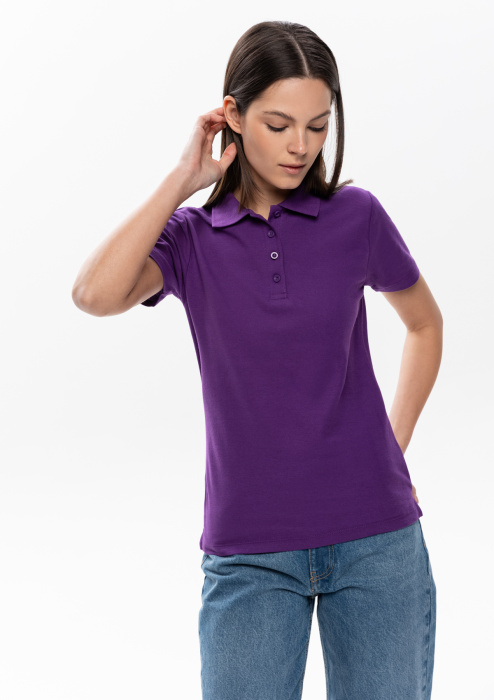 Женская фиолетовая рубашка поло арт. 104W приталенного кроя, 65% хлопок, 35% полиэстер, 185 гр/м2, оптом | Мерч, униформа и текстиль для бизнеса  фото-4