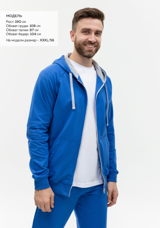 Толстовка мужская STAN с капюшоном на молнии футер без начёса 260, 61, Синий (16) | Мерч, униформа и текстиль для бизнеса photo-3