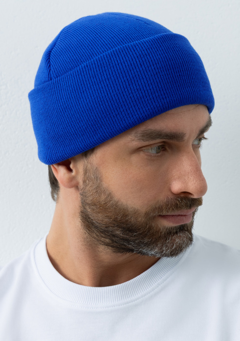 Синяя шапка арт. 015 из 100% акрила, 300 гр/м2, оптом | Мерч, униформа и текстиль для бизнеса  фото-2