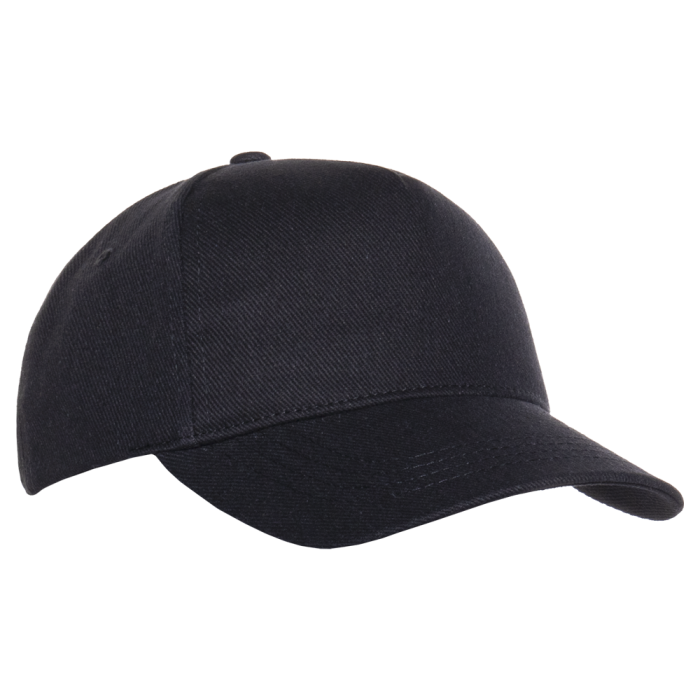 Черная бейсболка арт. 01, 5 клиньев из 100% хлопка, 330 гр/м2, оптом | Мерч, униформа и текстиль для бизнеса  фото-1