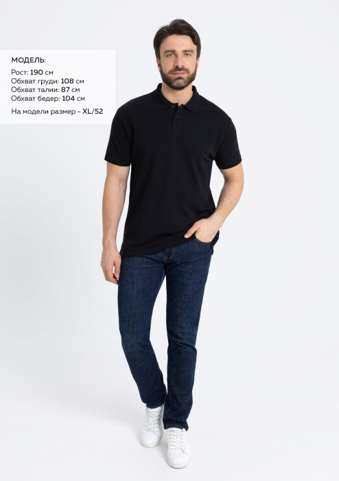 Черная рубашка поло арт. 04U из 100% хлопка, 185 гр/м2, оптом | Мерч, униформа и текстиль для бизнеса  фото-3