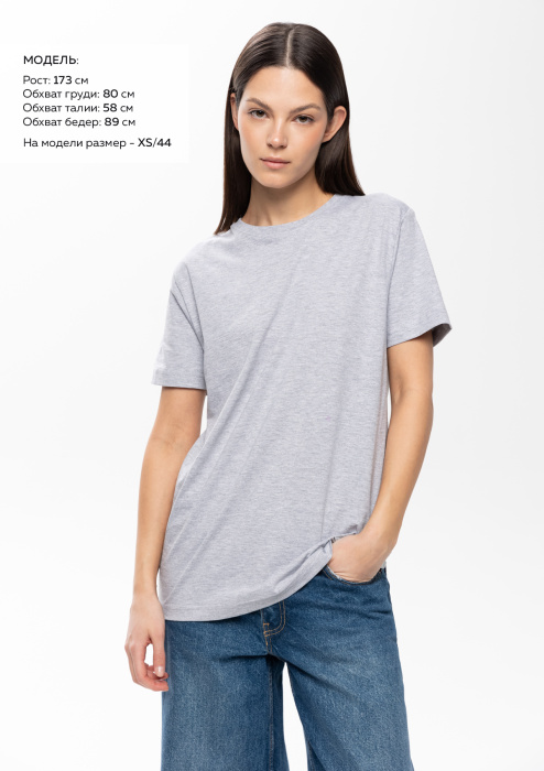 Футболка серый меланж арт. 02 прямого кроя из 100% хлопка, 160 гр/м2, оптом | Мерч, униформа и текстиль для бизнеса  фото-1