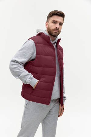 Бордовый однотонный утепленный жилет арт. 82, 100% нейлон, оптом | Мерч, униформа и текстиль для бизнеса photo-2