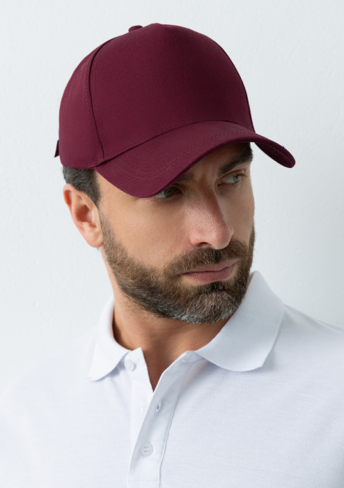 Бордовая бейсболка 5 клиньев из 100% хлопка, оптом | Мерч, униформа и текстиль для бизнеса  фото-4