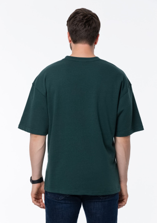 Темно-зеленая футболка арт. 40 оверсайз кроя, состав 65% хлопок 35% полиэстер, 260 гр/м2, оптом| Мерч, униформа и текстиль для бизнеса photo-10