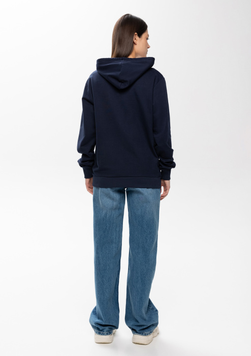 Темно-синее худи арт. 23 с контрастным капюшоном, футер без начеса 100% хлопок, 260 гр/м2 | Мерч, униформа и текстиль для бизнеса фото-4