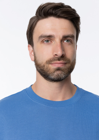 Голубая футболка арт. 40 оверсайз кроя, состав 65% хлопок 35% полиэстер, 260 гр/м2, оптом| Мерч, униформа и текстиль для бизнеса  photo-10