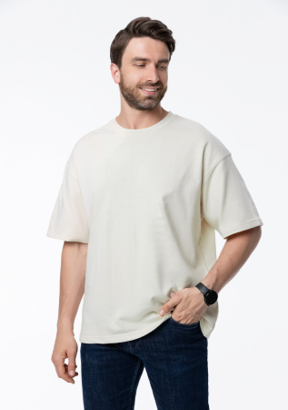 Молочная футболка арт. 40 оверсайз кроя, состав 65% хлопок 35% полиэстер, 260 гр/м2, оптом| Мерч, униформа и текстиль для бизнеса   photo-13