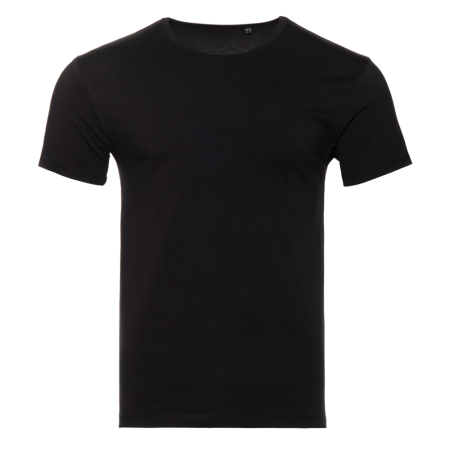 Чёрная футболка арт. 37 облегающего силуэта, состав 92% хлопок 8% эластан, 180 гр/м2, оптом | Мерч, униформа и текстиль для бизнеса   photo-0