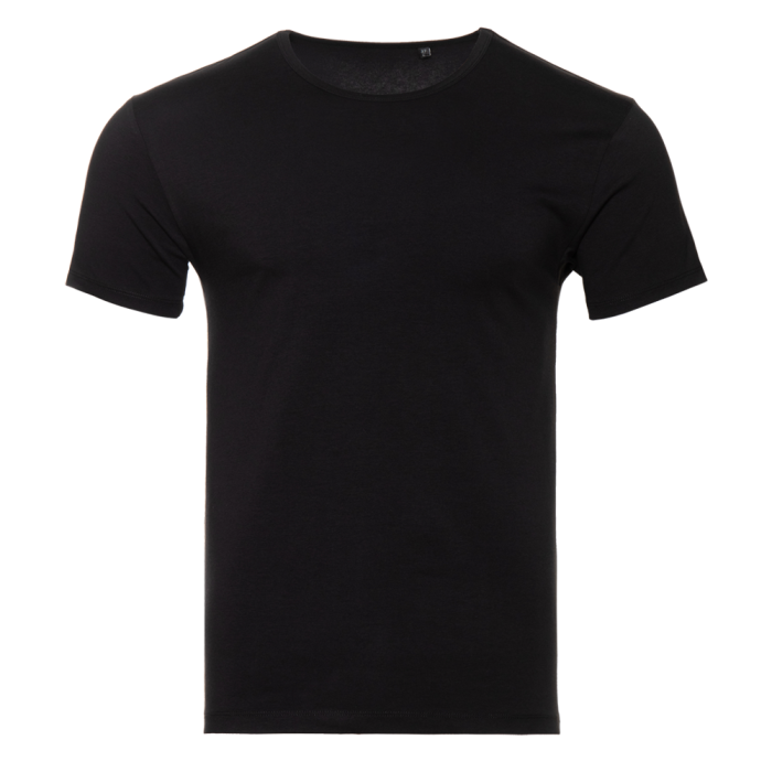 Чёрная футболка арт. 37 облегающего силуэта, состав 92% хлопок 8% эластан, 180 гр/м2, оптом | Мерч, униформа и текстиль для бизнеса   фото-0