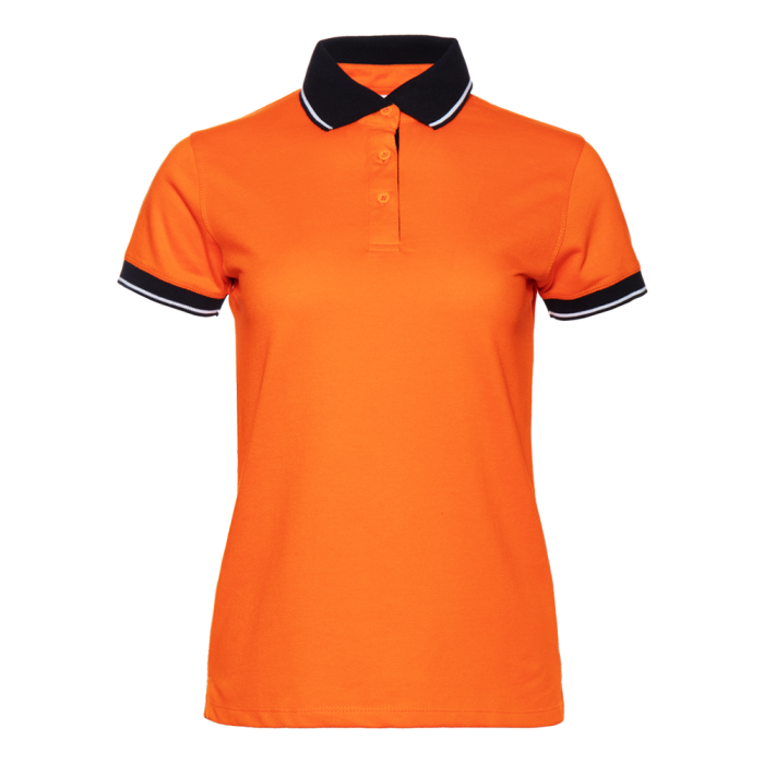 Женская оранжевая рубашка поло арт. 04CW приталенного кроя, 80% хлопок, 20% полиэстер, 185 гр/м2, оптом | Мерч, униформа и текстиль для бизнеса 
 фото-0